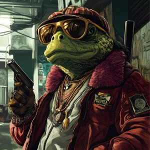 MEME PEPE in GTA art style — — highly detailed character portra...