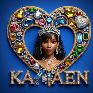 VCraft a 3-D image showcasing the name 'KAREN' in a luxurious go...