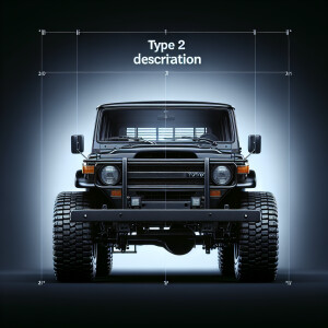 Design a Toyota Land Cruiser in black, Type 2 model, from a fron...