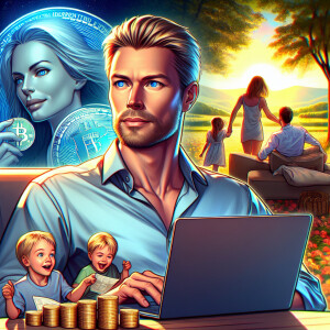 A white man with blue eyes who is financially free through inves...