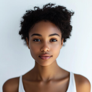 Create an image of a charming 21-year-old African American woman...