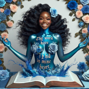 Create an image of an ultra-light-skinned African-American woman...