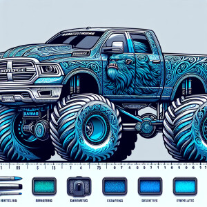 2018 dodge ramindiresent metallic blue, intricate ornamental des...