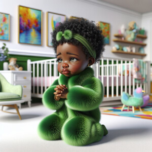 A 3D realistic illustration of a light-skinned African-American...