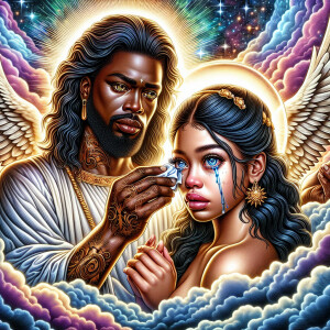 Ensure that the image distinctly represents both Jesus Christ an...
