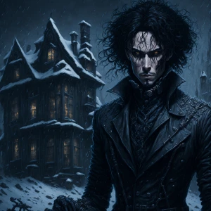 Create a portrait of Edward Scissorhands, the iconic character w...