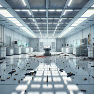 Escape from Tarkov, laboratory, white interior, many fluorescent...