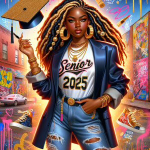 Hyper-realistic image of a stylish African American melanin seni...