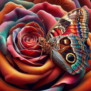 Beautiful butterfly on a rose