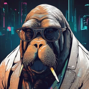 A walrus with the name PONDY_Walrus with glasses