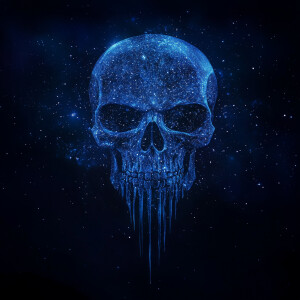 simple background, english text, punisher skull, made out of ast...
