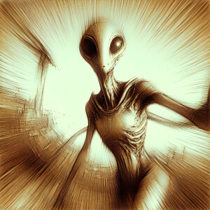 wide angle lens, cinematic shot of a friendly creature, not of t...