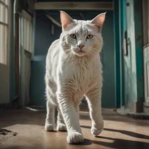 White male cay who appears to be walking on 2 legs and is very M...