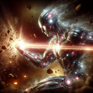 Genos, in his sleek metallic frame, channels his incineration bl...