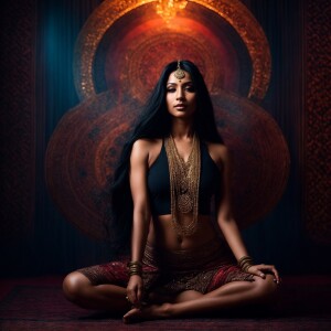 Indian model with long black hair and a beautiful, symmetrical f...