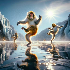Dancing monkey on ice.