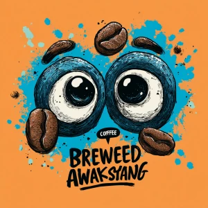 Playful hand-drawn coffee beans morphing into wide-awake cartoon...