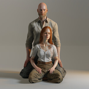 A photorealistic high resolution image. Light ginger haired fema...