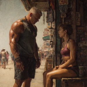 Hyperrealism photo painting,a muscular beefy russian man standin...