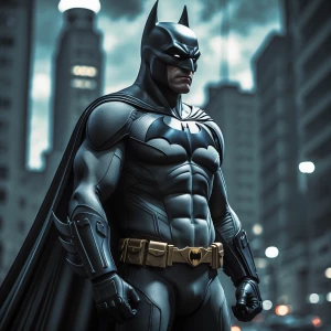 Create a detailed artwork of Batman, showcasing his iconic suit...