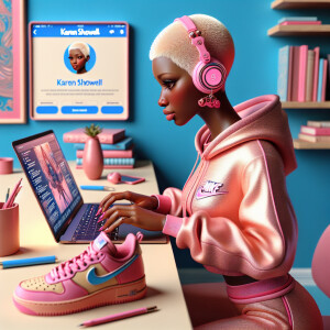 A beautiful light skin African American woman with with a pink j...