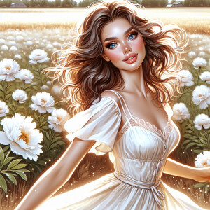 A glossy digital airbrush illustration of a beautiful fair skinn...