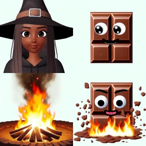 An anxious-looking cartoon chocolate bar character with googly e...