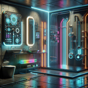 Industrial Modern Cyberpunk bathroom
