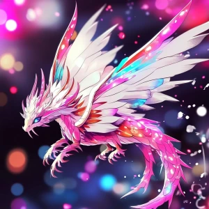 A celestial amalgamation of angelic wings, dragon scales, and et...