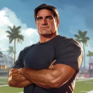 Mark Cuban NFL player, GTA art style