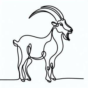 Drawing of a goat using a simple, single line.