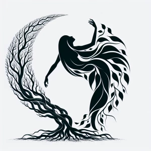 Create a black and white vector silhouette depicting a side prof...