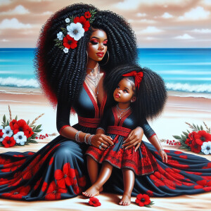 A tender depiction of a Bohemian mother with her child, both sty...