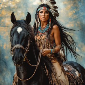 Create a hyper-realistic detailed image featuring a Native Ameri...