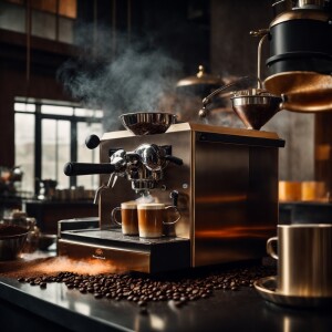 Luxurious coffee roastery interior design, coffee roaster in the...