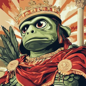 Pepe with pumped-up lips of a bright red color in carton style...