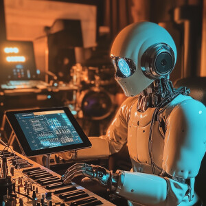 Ai music man. Making custom songs with his ipad