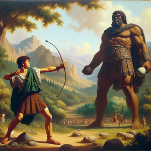 A vivid oil painting-style depiction of an African-American Davi...