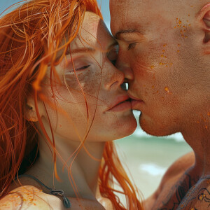 A photorealistic high resolution image. Light ginger haired fema...
