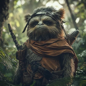 Create an image of an Ewok, a character from the Star Wars unive...