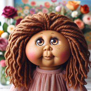 African-American cabbage patch doll with huge dimples, and freck...