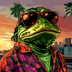 MEME PEPE in GTA art style — — in the style of a Grand Theft Au...