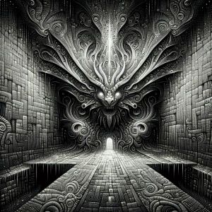 A detailed, intimidating dragon with glowing eyes and sharp scal...