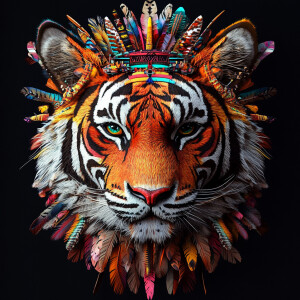 Create a 3D rendering that features an array of a vibrantly-colo...