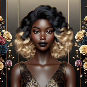 Create a vertical 3-D portrait of a light-skinned African-Americ...