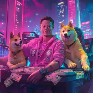 Elon Musk,Elon with Doge and Pepe about to start counting the hu...