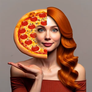 Ginger haired woman is a well done New Haven style pizza, funny,...