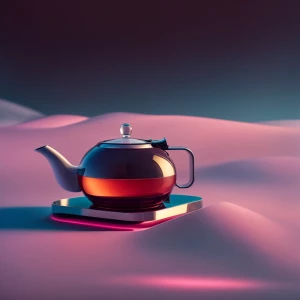 Design a sleek, modern teapot with advanced technology features...