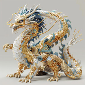 Full body picture of Mythical  Japanese dragon with the colors g...