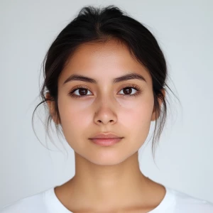 Create an image of a 22-year-old Mexican woman with a clean and...